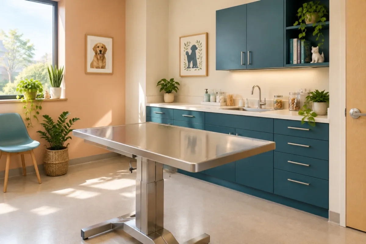 Sala de consulta de la clinica con mesa de exploracion