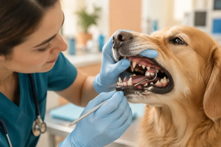 Revisión de la dentadura de un perro