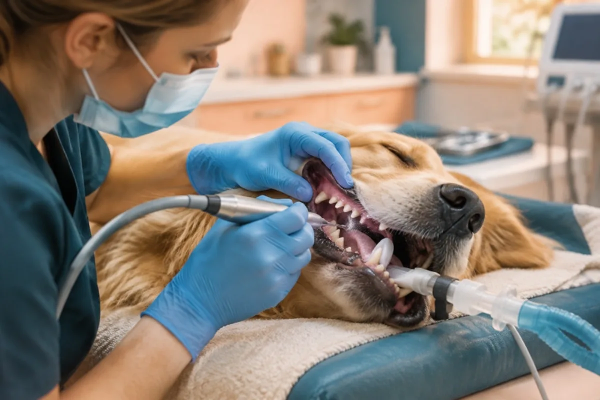 Limpieza dental con ultrasonidos a un perro