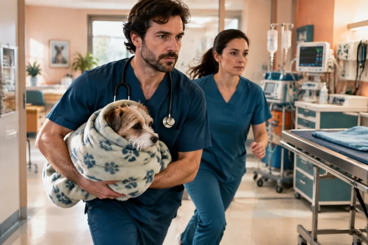 Equipo veterinario atendiendo una urgencia